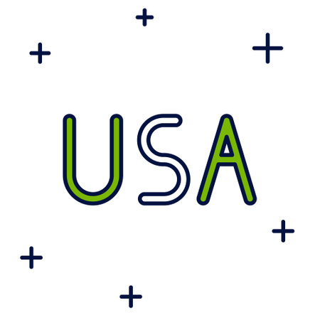 Filled outline USA label icon isolated on white background. United States of America. Vectorのイラスト素材