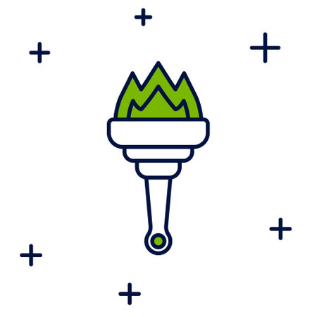 Filled outline Torch flame icon isolated on white background. Symbol fire hot, flame power, flaming and heat. Vectorのイラスト素材