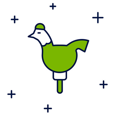 Filled outline Candy cockerel lollipop on a stick icon isolated on white background. Vectorのイラスト素材