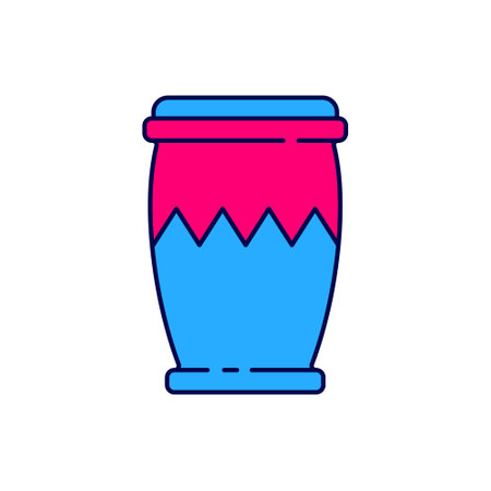 Filled outline Drum icon isolated on white background. Music sign. Musical instrument symbol. Vectorのイラスト素材