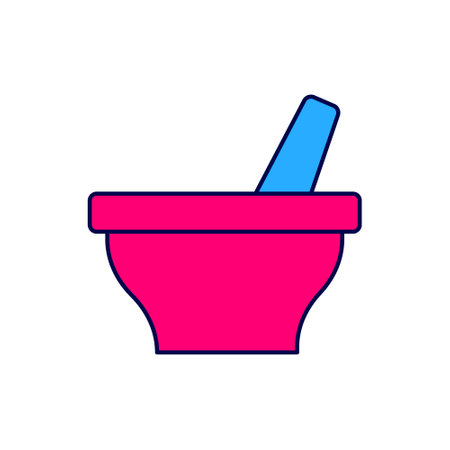 Filled outline Mortar and pestle icon isolated on white background. Vectorのイラスト素材