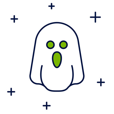 Filled outline Ghost icon isolated on white background. Happy Halloween party. Vectorのイラスト素材
