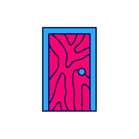 Filled outline Closed door icon isolated on white background. Vectorのイラスト素材