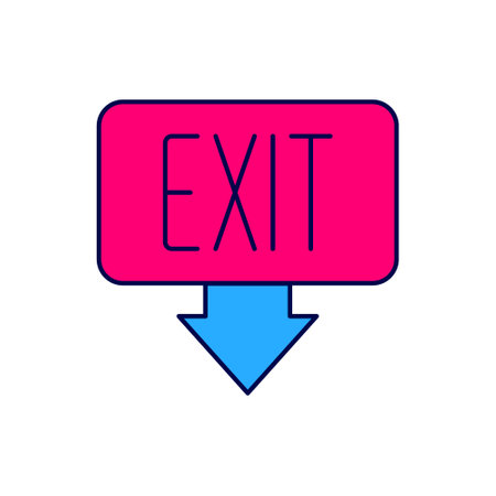 Filled outline Fire exit icon isolated on white background. Fire emergency icon. Vectorのイラスト素材