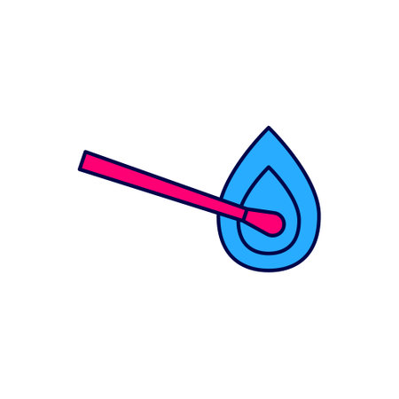 Filled outline Burning match with fire icon isolated on white background. Match with fire. Matches sign. Vectorのイラスト素材