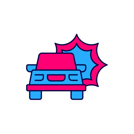 Filled outline Car accident icon isolated on white background. Insurance concept. Security, safety, protection, protect concept. Vectorのイラスト素材