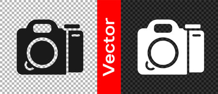 Black Photo camera icon isolated on transparent background. Foto camera. Digital photography. Vectorのイラスト素材
