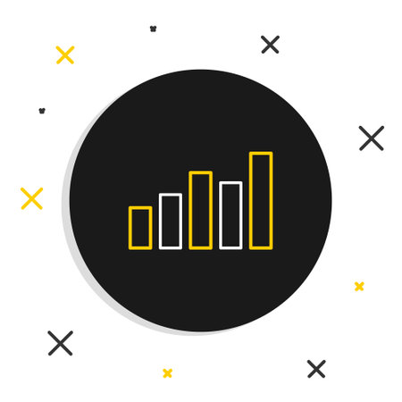 Line Graph, schedule, chart, diagram, infographic, pie graph icon isolated on white background. Colorful outline concept. Vectorのイラスト素材