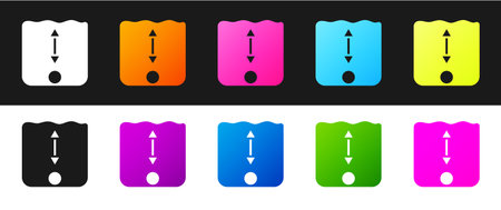 Set Depth measurement icon isolated on black and white background. Water depth. Vectorのイラスト素材