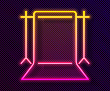 Glowing neon line Empty photo studio icon isolated on black background. Screen backdrop. Vectorのイラスト素材