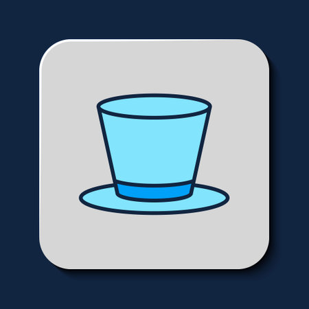 Filled outline Cylinder hat icon isolated on blue background. Vectorのイラスト素材