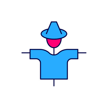 Filled outline Scarecrow icon isolated on white background. Vectorのイラスト素材