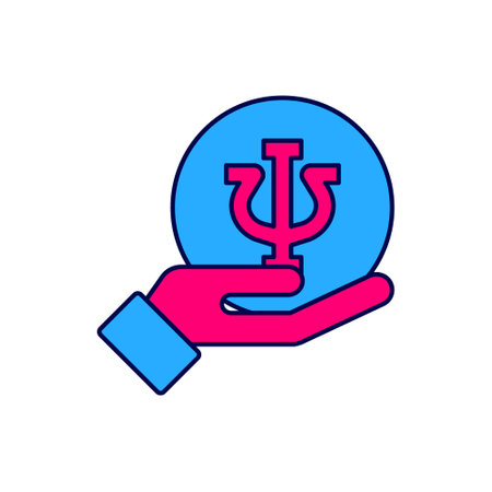 Filled outline Psychology icon isolated on white background. Psi symbol. Mental health concept, psychoanalysis analysis and psychotherapy. Vectorのイラスト素材