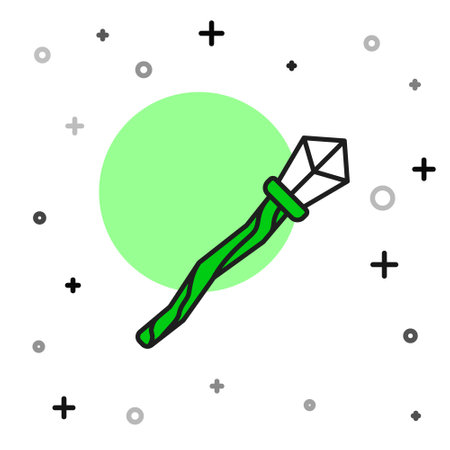 Filled outline Magic staff icon isolated on white background. Magic wand, scepter, stick, rod. Vectorのイラスト素材