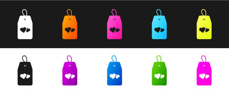 Set Please do not disturb with heart icon isolated on black and white background. Hotel Door Hanger Tags. Vectorのイラスト素材