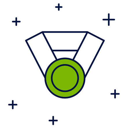 Filled outline Medal icon isolated on white background. Winner achievement sign. Award medal. Vectorのイラスト素材