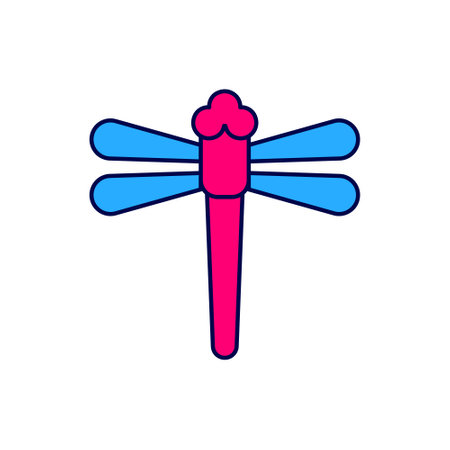Filled outline Dragonfly icon isolated on white background. Vectorのイラスト素材
