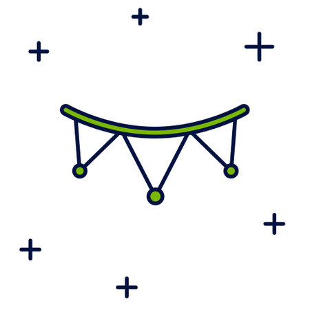 Filled outline Carnival garland with flags icon isolated on white background. Party pennants for birthday celebration, festival decoration. Vectorのイラスト素材