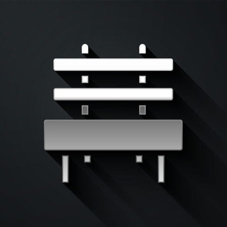 Silver Bench icon isolated on black background. Long shadow style. Vectorのイラスト素材