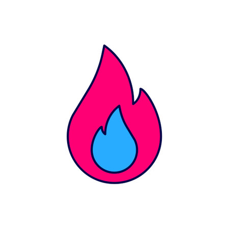 Filled outline Fire flame icon isolated on white background. Vectorのイラスト素材