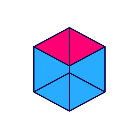 Filled outline Geometric figure Cube icon isolated on white background. Abstract shape. Geometric ornament. Vectorのイラスト素材