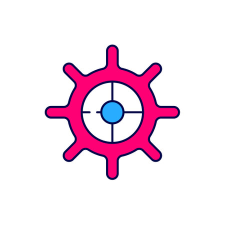 Filled outline Ship steering wheel icon isolated on white background. Vectorのイラスト素材