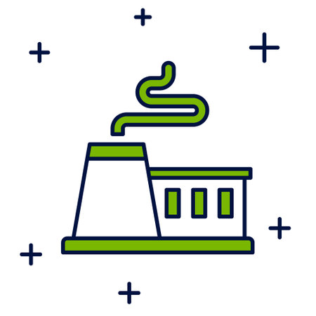 Filled outline Factory icon isolated on white background. Industrial building. Vectorのイラスト素材