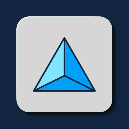 Filled outline Geometric figure Tetrahedron icon isolated on blue background. Abstract shape. Geometric ornament. Vectorのイラスト素材