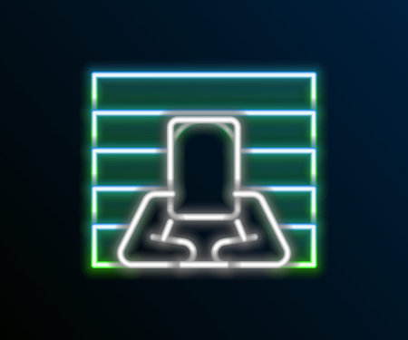 Glowing neon line Prisoner icon isolated on black background. Colorful outline concept. Vectorのイラスト素材