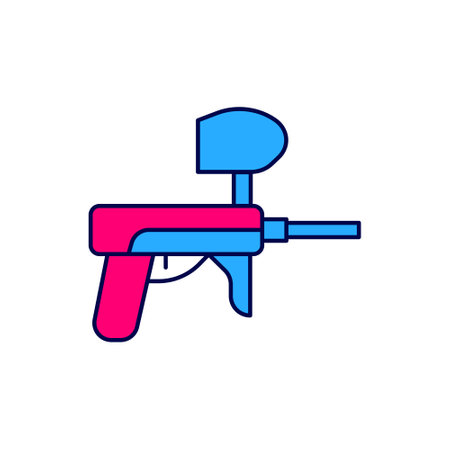 Filled outline Paintball gun icon isolated on white background. Vectorのイラスト素材