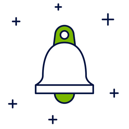 Filled outline Church bell icon isolated on white background. Alarm symbol, service bell, handbell sign, notification symbol. Vectorのイラスト素材