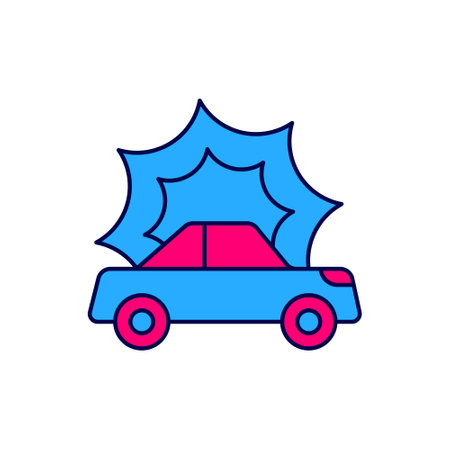 Filled outline Car accident icon isolated on white background. Insurance concept. Security, safety, protection, protect concept. Vectorのイラスト素材