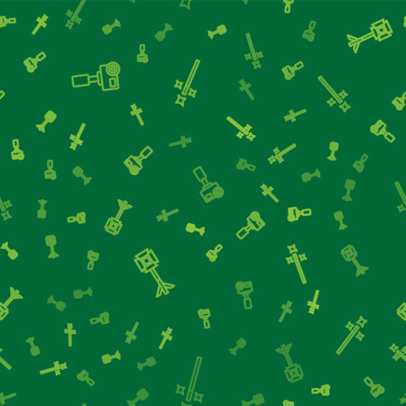 Set line Action extreme camera, Studio light bulb in softbox and Photo retouching on seamless pattern. Vectorのイラスト素材