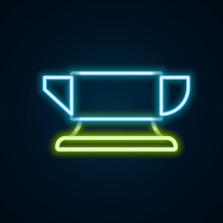 Glowing neon line Blacksmith anvil tool icon isolated on black background. Metal forging. Forge tool. Colorful outline concept. Vectorのイラスト素材
