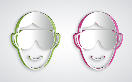 Paper cut Eye sleep mask icon isolated on grey background. Sleeping mask. Paper art style. Vectorのイラスト素材