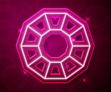 Glowing neon line Diamond icon isolated on red background. Jewelry symbol. Gem stone. Vectorのイラスト素材