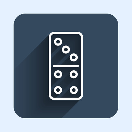 White line Domino icon isolated with long shadow background. Blue square button. Vectorのイラスト素材