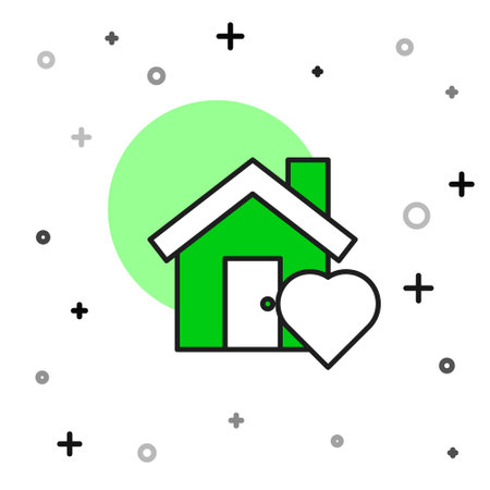 Filled outline House with heart shape icon isolated on white background. Love home symbol. Family, real estate and realty. Vectorのイラスト素材