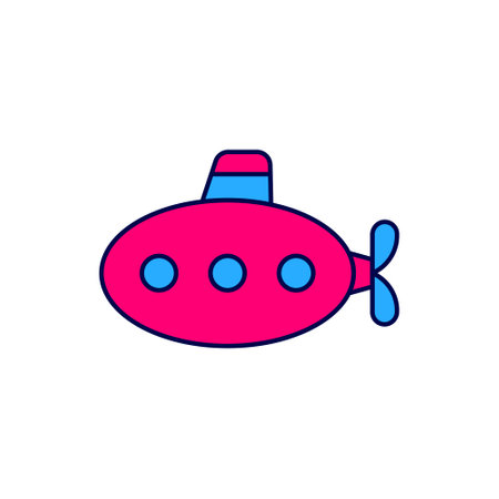 Filled outline Submarine toy icon isolated on white background. Vectorのイラスト素材