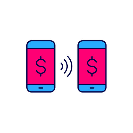 Filled outline Money payment transfer in mobile icon isolated on white background. Concept of fast pay by purchase. Sending and receiving money. Vectorのイラスト素材