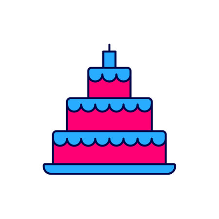 Filled outline Wedding cake icon isolated on white background. Vectorのイラスト素材