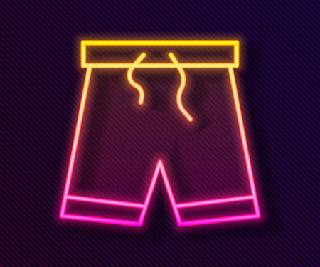 Glowing neon line Swimming trunks icon isolated on black background. Vectorのイラスト素材