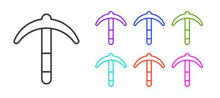 Black line Pickaxe icon isolated on white background. Set icons colorful. Vectorのイラスト素材