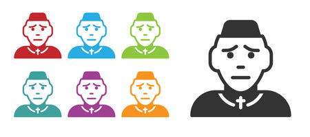 Black Priest icon isolated on white background. Set icons colorful. Vectorのイラスト素材