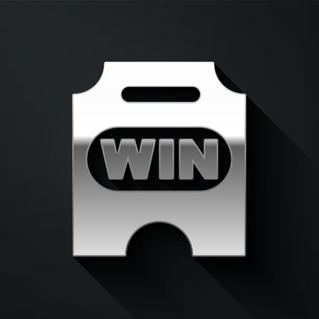 Silver Circus ticket icon isolated on black background. Amusement park. Long shadow style. Vectorのイラスト素材