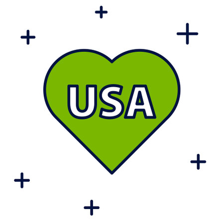 Filled outline USA Independence day icon isolated on white background. 4th of July. United States of America country. Vectorのイラスト素材