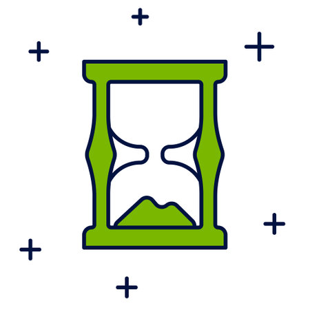 Filled outline Old hourglass with flowing sand icon isolated on white background. Sand clock sign. Business and time management concept. Vectorのイラスト素材