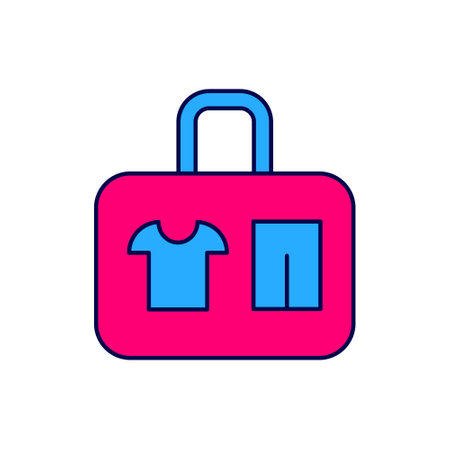 Filled outline Suitcase for travel icon isolated on white background. Traveling baggage sign. Travel luggage icon. Vectorのイラスト素材