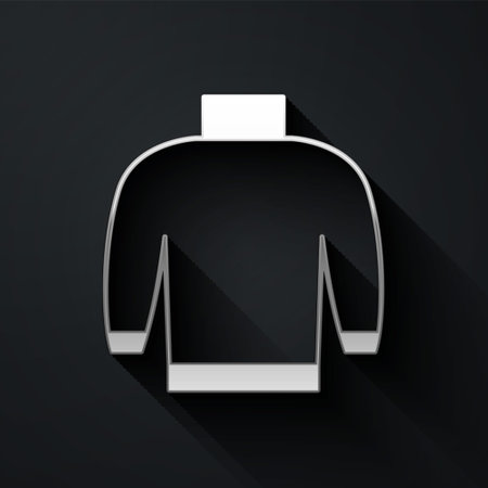 Silver Sweater icon isolated on black background. Pullover icon. Sweatshirt sign. Long shadow style. Vectorのイラスト素材