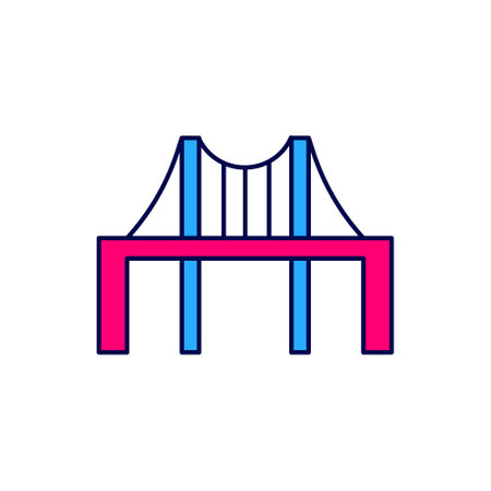 Filled outline Golden gate bridge icon isolated on white background. San Francisco California United States of America. Vectorのイラスト素材